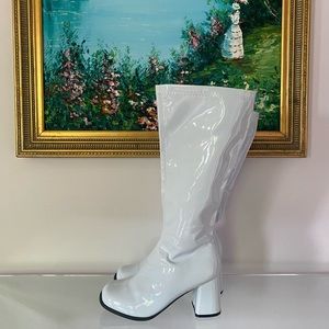 White Knee high boots